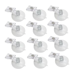 ljy 12 pieces 45mm suction cup clip advertising pop display business cards holder stand clear clamps for fridge shower aquarium