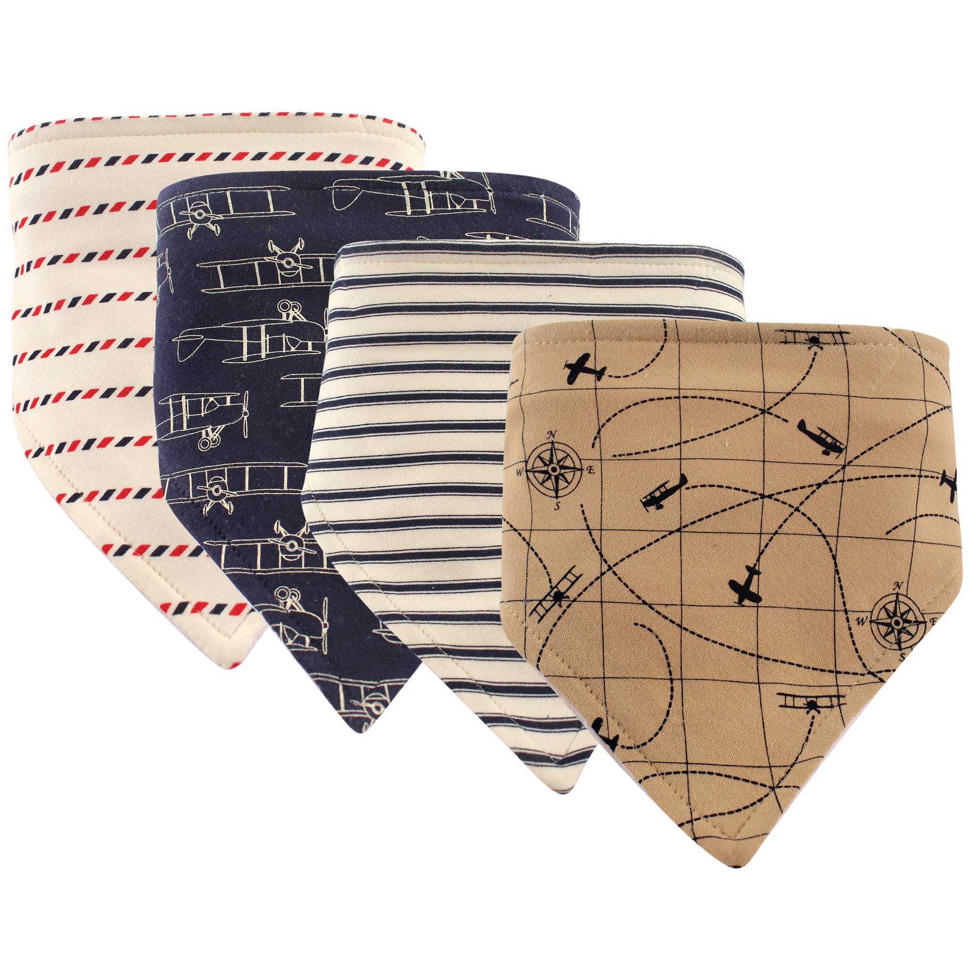 Hudson Baby Unisex Baby Cotton Bandana Bibs, Airplane, One Size