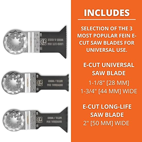 Fein StarLock E-Cut ComboWood & Metal Saw Blade - Universal Saw Blade (1-1/8" & 1-3/4"), Long-Life Saw Blade (2"), 3-Pack - 35222952140