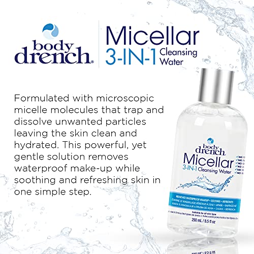 Body Drench Micellar 3-In-1 Cleansing Water – Removes Waterproof Makeup, 8.5 fl oz