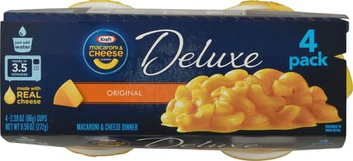 Kraft Deluxe Original Easy Microwavable Macaroni and Cheese Cups (4 ct Pack, 2.39 oz Cups)