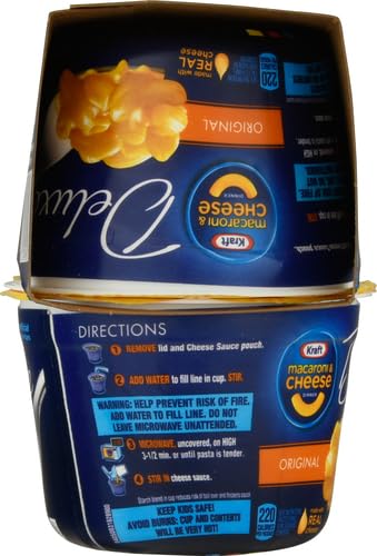 Kraft Deluxe Original Easy Microwavable Macaroni and Cheese Cups (4 ct Pack, 2.39 oz Cups)