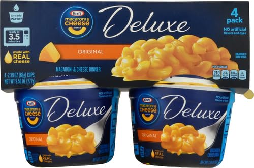 Kraft Deluxe Original Easy Microwavable Macaroni and Cheese Cups (4 ct Pack, 2.39 oz Cups)