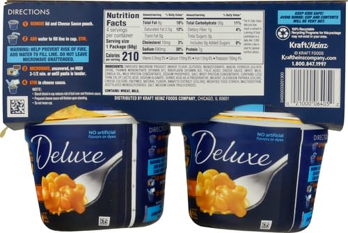 Kraft Deluxe Original Easy Microwavable Macaroni and Cheese Cups (4 ct Pack, 2.39 oz Cups)