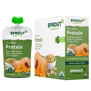 Sprout Organic Baby Food Pouches Stage 3 Plant Powered Protein, Butternut Chickpea Quinoa and Dates, 4 Ounce Pouches (Pack of 12)