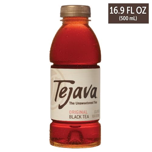 Tejava Original Unsweetened Black Iced Tea, 12 Pack, 16.7oz PET Bottles, Non-GMO, Kosher, No Sugar or Sweeteners, No calories, No Preservatives, Brewed in Small Batches