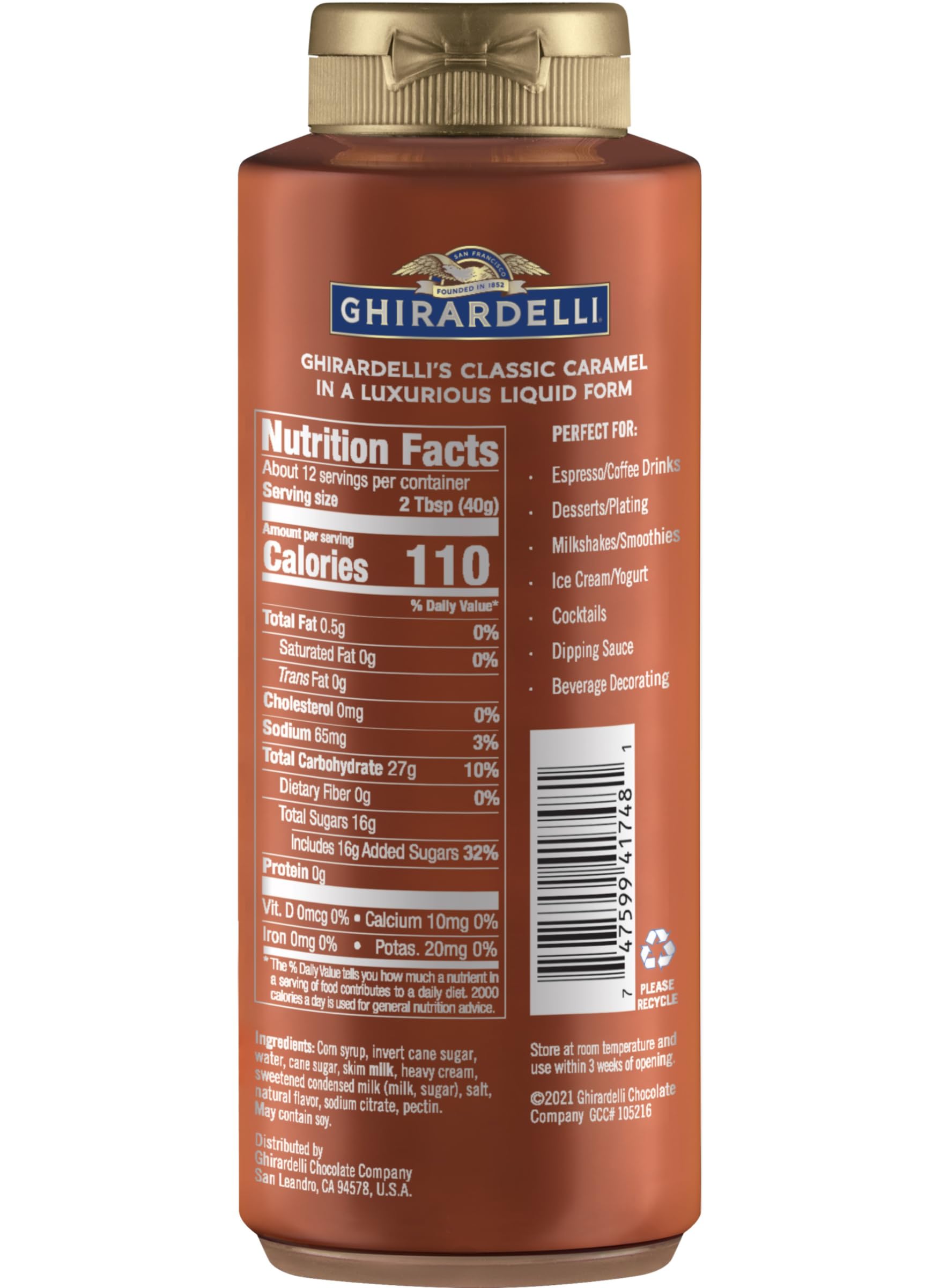 Ghirardelli Chocolate and Caramel Sauces 16 oz Squeeze Bottles