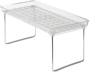 madesmart clear stacking shelf - medium | cabinet collection | organizer for cabinet or counter | collapsible legs for storage | non-slip rubber feet |
