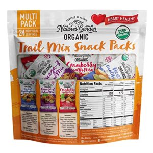 Nature's Garden Organic Trail Mix Snack Packs, Multi Pack 1.2 oz - Pack of 24 (Total 28.8 oz)