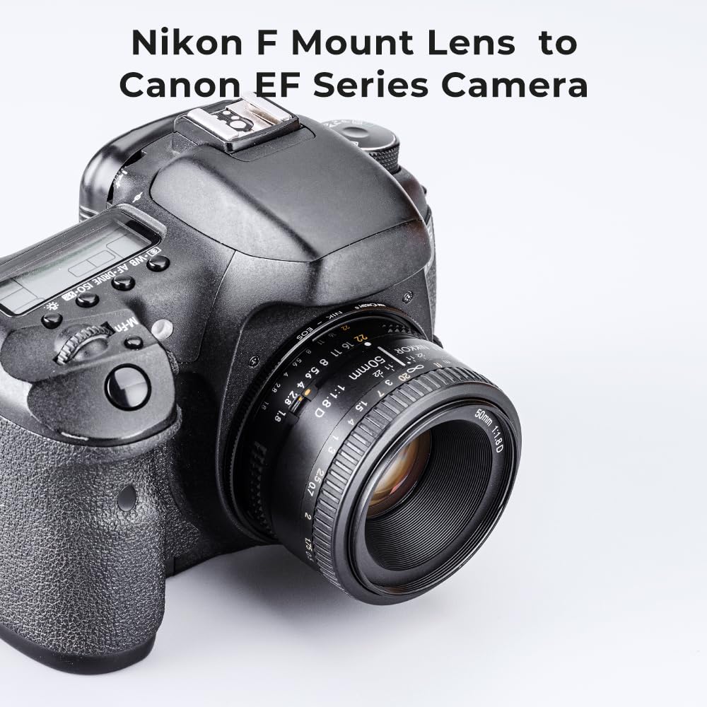 K&F Concept Lens Mount Adapter Compatible for Nikon Nikkor F/AF AI AI-S Lens to Canon EOS EF EF-S Mount Cameras