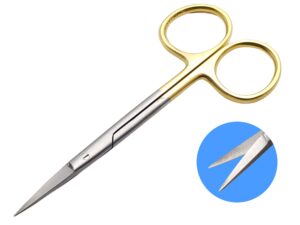 scissors 4.5 inch straight gold plated handle dental surgical art & craft by wise linkers