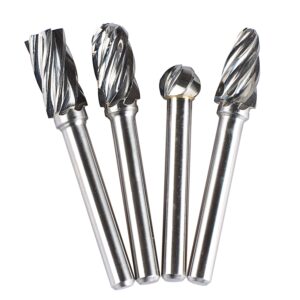 SpeTool Carbide Rotary Burr For Aluminum Cutting (Non-Ferrous) 1/4 inch shank 4Pcs/Pack