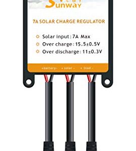 Sunway Solar Panels Charge Controller 12V Battery Regulator 7A for Safe Protection of 12Volt Solar Power Battery Charger, Solar Trickle Charger & Maintainer and Solar Powered System Kit