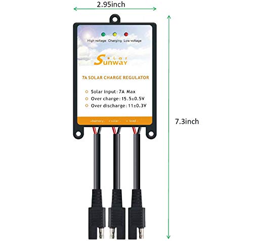 Sunway Solar Panels Charge Controller 12V Battery Regulator 7A for Safe Protection of 12Volt Solar Power Battery Charger, Solar Trickle Charger & Maintainer and Solar Powered System Kit