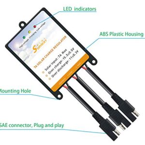 Sunway Solar Panels Charge Controller 12V Battery Regulator 7A for Safe Protection of 12Volt Solar Power Battery Charger, Solar Trickle Charger & Maintainer and Solar Powered System Kit