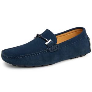 go tour new mens casual loafers moccasins slip on driving shoes blue 10/44