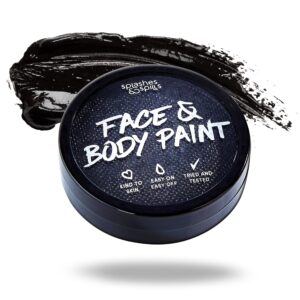 water activated sfx face and body paint - black face paint, special effects makeup 18g cake tub - pretend costume and dress up makeup - great for halloween party and cosplay by splashes & spills