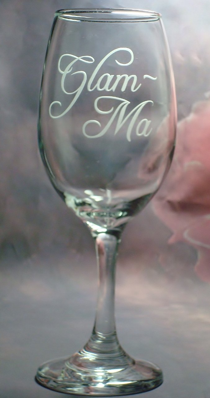 Glam Ma and Glam Pa Grandma Grandpa Grandparent Wine Glass gift Set Pregnancy Reveal Wine Glass