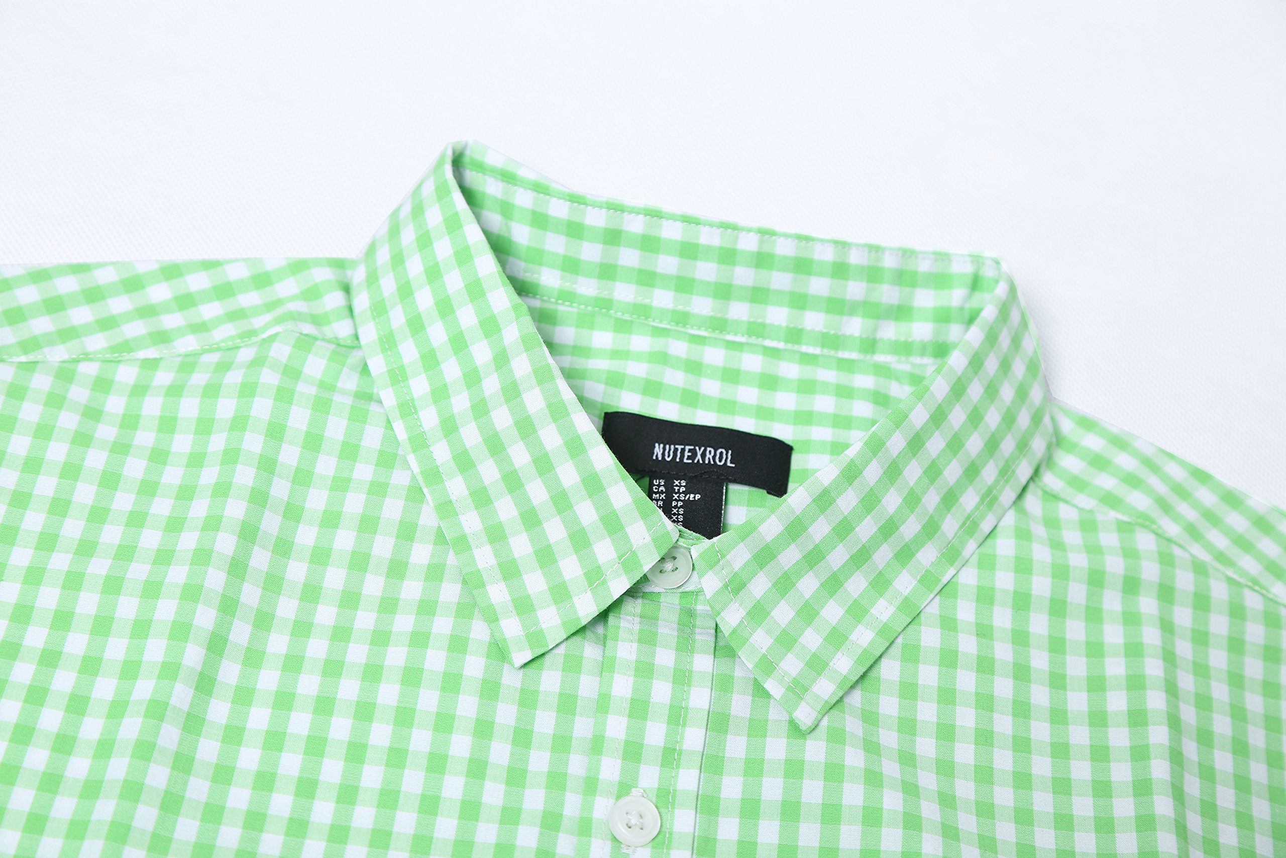 Men Plaid Cotton Casual Slim Fit Long Sleeve Button Down Dress Shirts Light Green