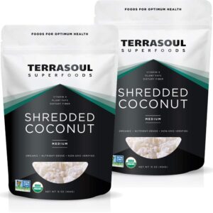 terrasoul superfoods organic coconut flakes, 2 lbs (2 pack) - medium flakes | unsweetened | perfect for baking