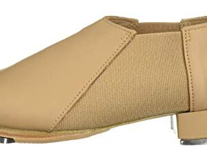 Leo Women's Slip-ON Jazz TAP Dance Shoe, tan, 6.5 Medium US