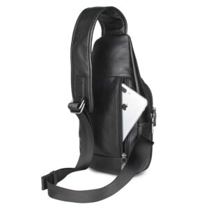 Full Grain Leather Crossbody Sling Bag Chest Backpack Outdoor Travel Hiking Sports Daypacks