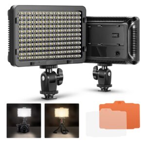 neewer on camera video light photo dimmable 176 led panel with 1/4" thread for canon, nikon, sony and other dslr cameras, 5600k (battery not included)