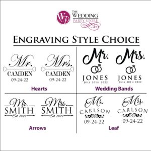 The Wedding Party Store, Mr and Mrs Wine Glasses - Personalized Engraved Wedding for Couples - Custom Monogrammed - Set of 2