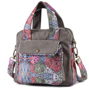 black butterfly premium canvas shoulder bag, top handle bag for womens, lightweight handbag, small style crossbody bags (grey)