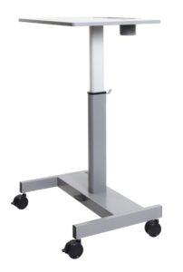 offex student-p mobile classroom height adjustable cup holder student pneumatic sit/stand desk - light gray/medium gray