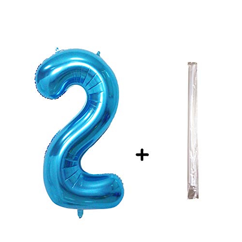 2 Number Balloon Blue Big Number Balloons 40 Inch kit for Happy Birthday Party Decorations Foil Mylar Helium Baby Shower