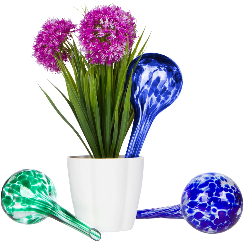 8" Aqua Glass Self Watering Globes - 3 Pack - By Trademark Innovations