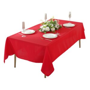 craft and party rectangle tablecloth, 60 x 102 inch red tablecloth, 6ft rectangle table cloth, polyester fabric washable tablecloth for home, party, wedding or restaurant use.