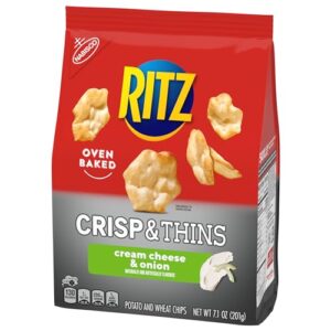 RITZ Crisp and Thins Cream Cheese and Onion Chips, 7.1 oz