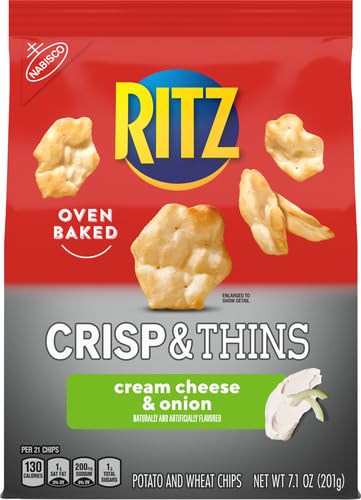 RITZ Crisp and Thins Cream Cheese and Onion Chips, 7.1 oz