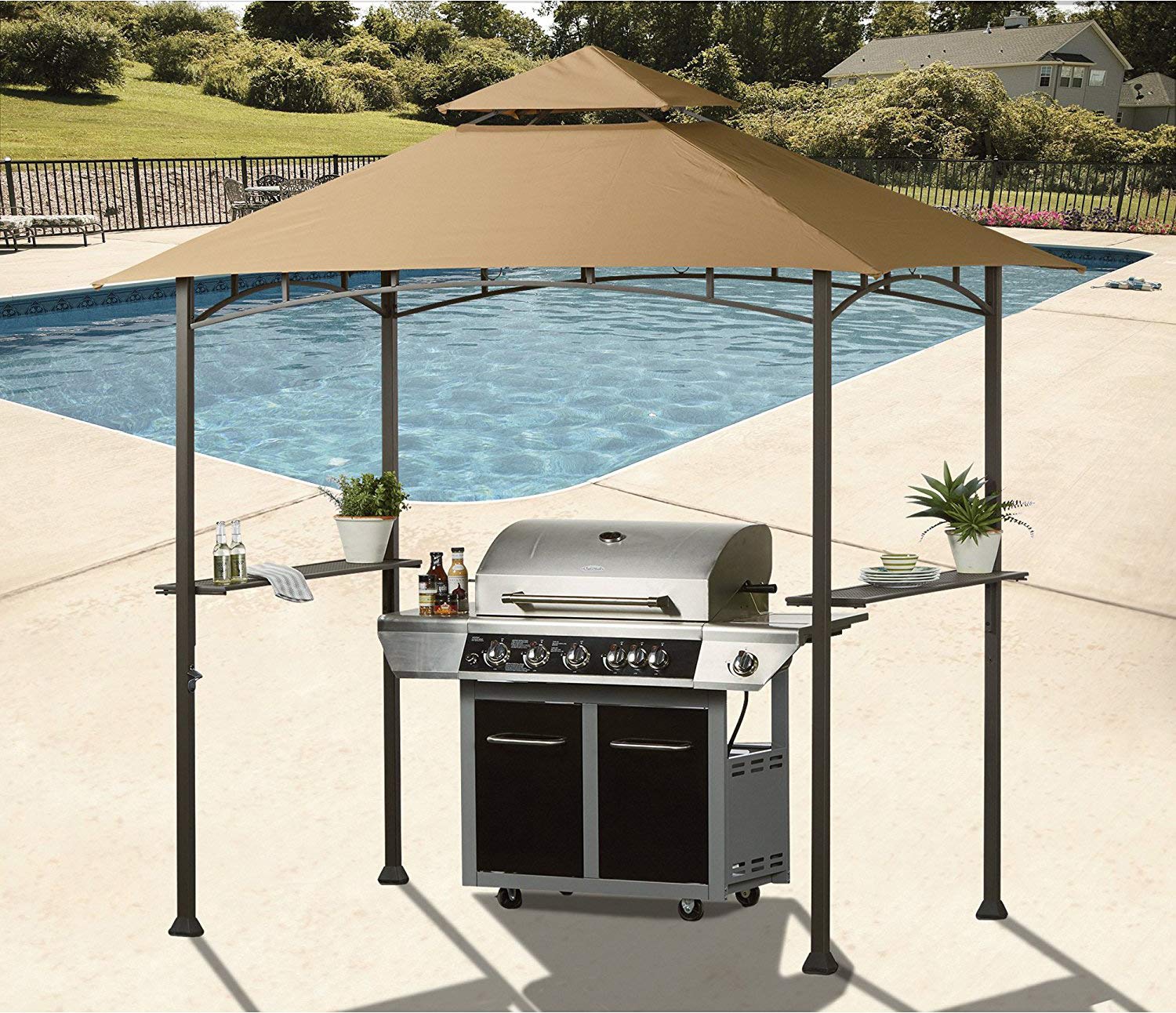 Grill Gazebo Replacement Roof for #L-GZ238PST-11 by ABCCANOPY Beige