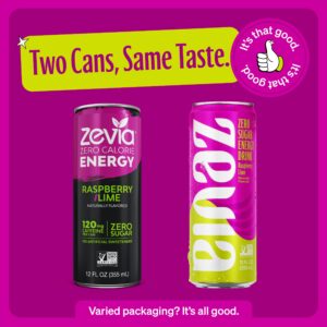 Zevia Zero Calorie Energy Drink, 4-Flavor Classic Variety Pack, 12 Ounce Cans (Pack Of 12)