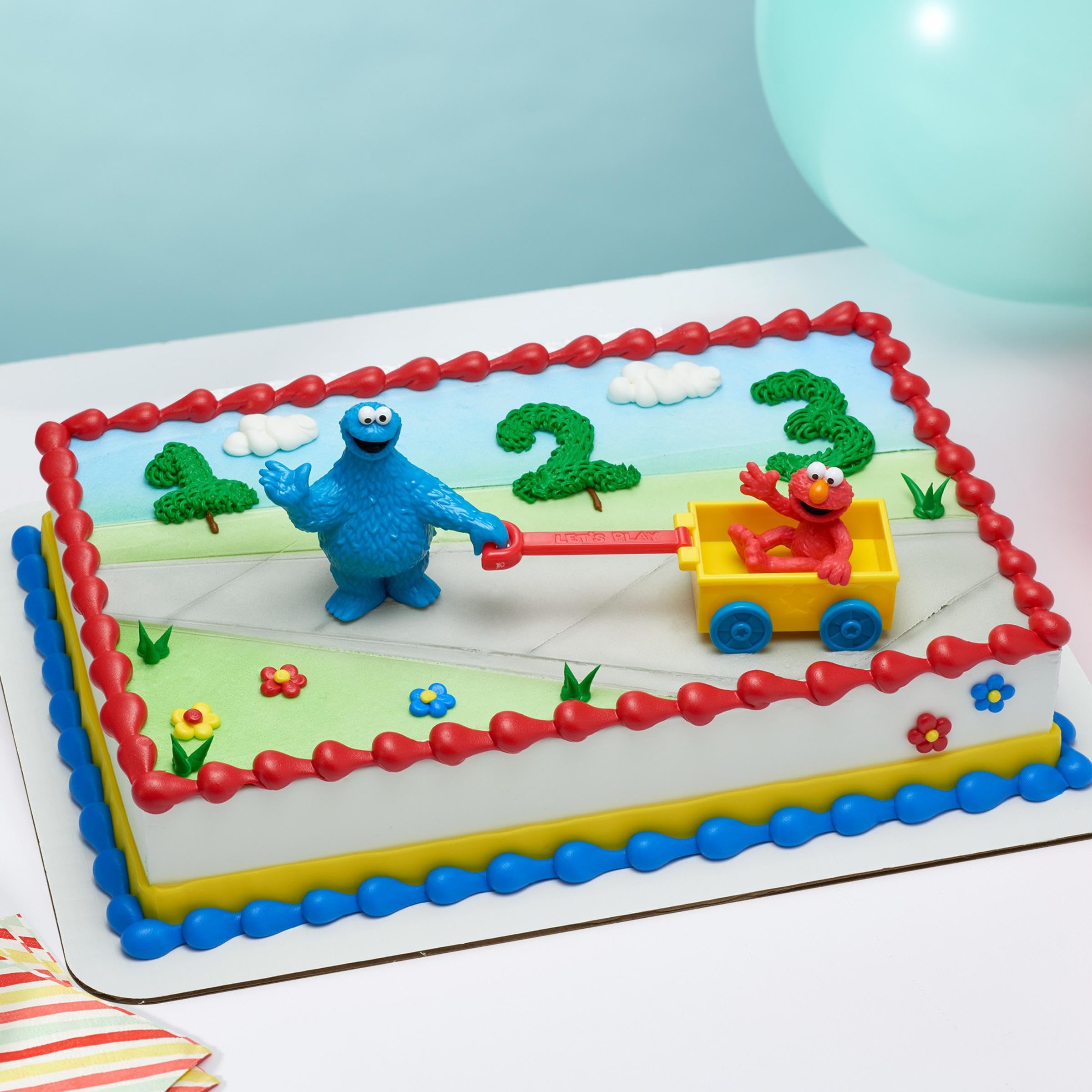DecoSet® Sesame Street Cake Toppers, 3-Piece Birthday Topper with Elmo and Cookie Monster