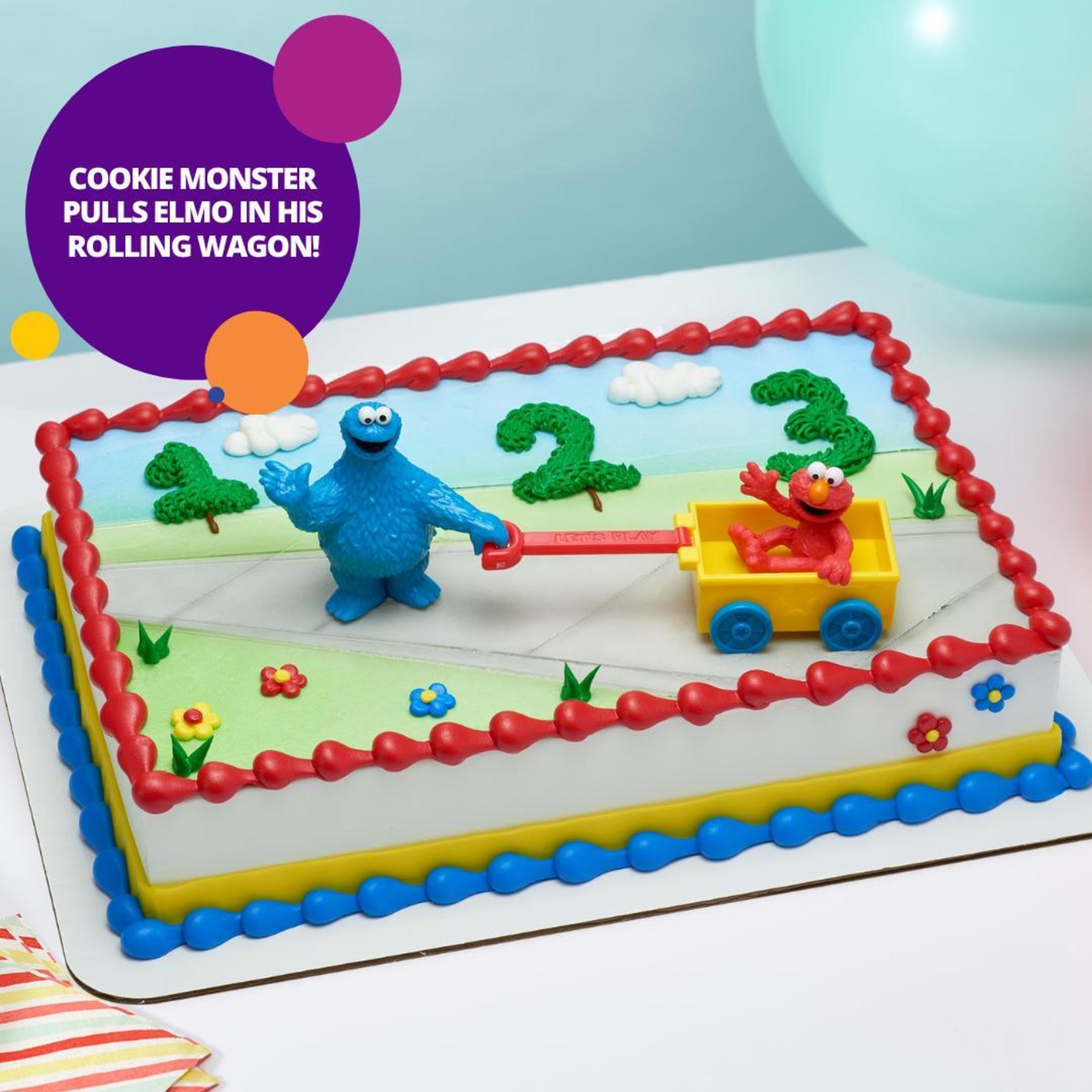 DecoSet® Sesame Street Cake Toppers, 3-Piece Birthday Topper with Elmo and Cookie Monster