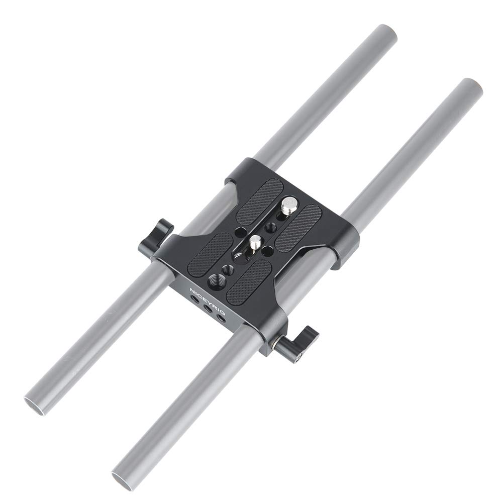 NICEYRIG Multipurpose Camera Base Plate with 15mm Rod Rail Clamp for DSLR Rig Support System