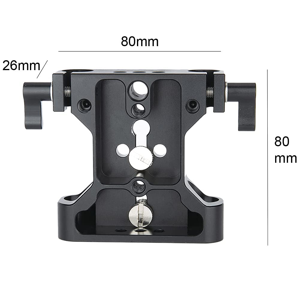 NICEYRIG Multipurpose Camera Base Plate with 15mm Rod Rail Clamp for DSLR Rig Support System