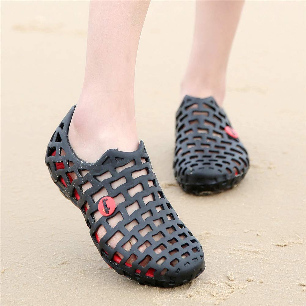 LEADER SHOW ® Women's Fashion Mesh Hollow Soft Water Shoes Breathable Sandals (7, Black)