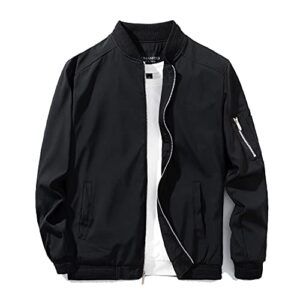 urbanfind men's slim fit lightweight sportswear jacket casual bomber jacket us s black