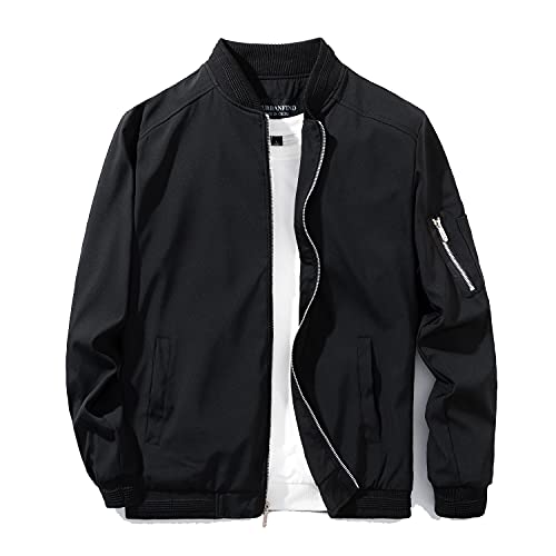 URBANFIND Men's Slim Fit Lightweight Sportswear Jacket Casual Bomber Jacket US S Black