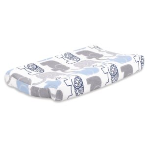 little peanut grey and blue elephant baby changing pad cover by the peanut shell