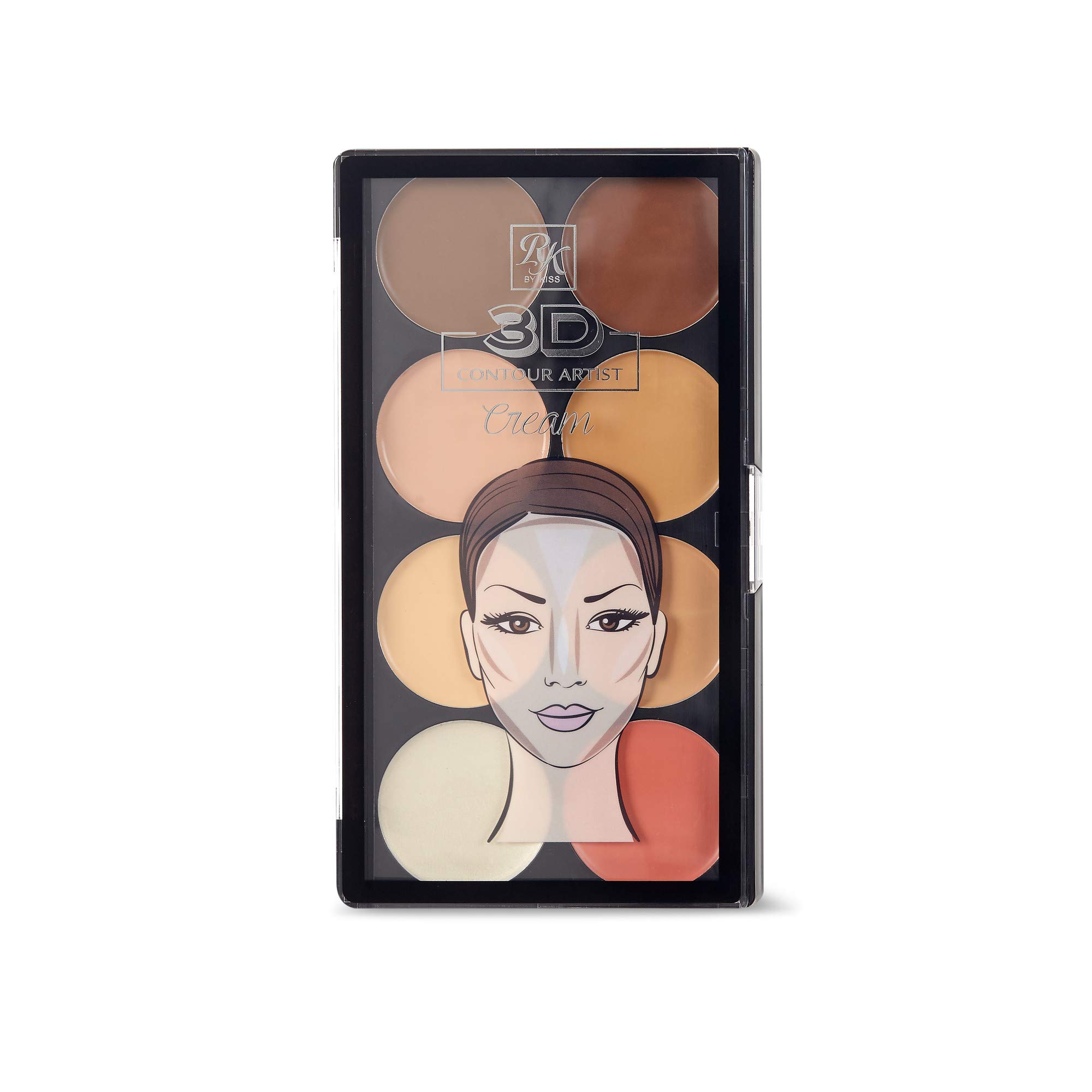 Ruby Kisses Flawless Finish with 3D Contour Cream Makeup Palette – Lightweight, Multi-Palette, Contouring Foundation, Creamy, Sculpt &Highlighting, Define Cheekbones (Light)