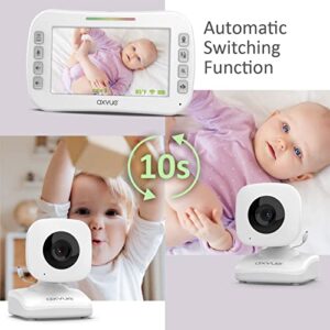 AXVUE Video Baby Monitor, Comfortable Slim Design Handheld Enclosure, 4.3" Screen Monitor & 2 Camera, Range up to 1000ft, 12 Hour Battery Life, 2-Way Talk, Night Vision, Temperature Monitor, No WiFi.