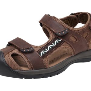 Agowoo Womens Athletic Beach Hiking Closed Toe Sandals Brown 40 8.5 D(M)