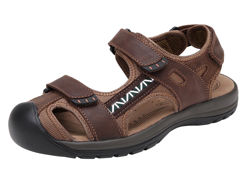 Agowoo Womens Athletic Beach Hiking Closed Toe Sandals Brown 40 8.5 D(M)