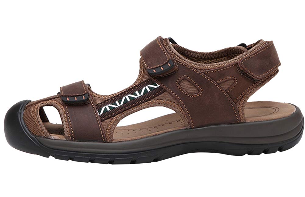 Agowoo Womens Athletic Beach Hiking Closed Toe Sandals Brown 40 8.5 D(M)